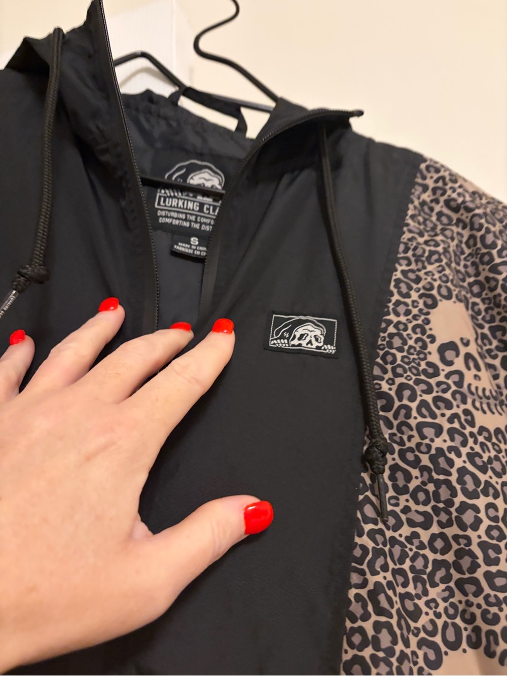 Black & Leopard Print Women's Hooded Jacket